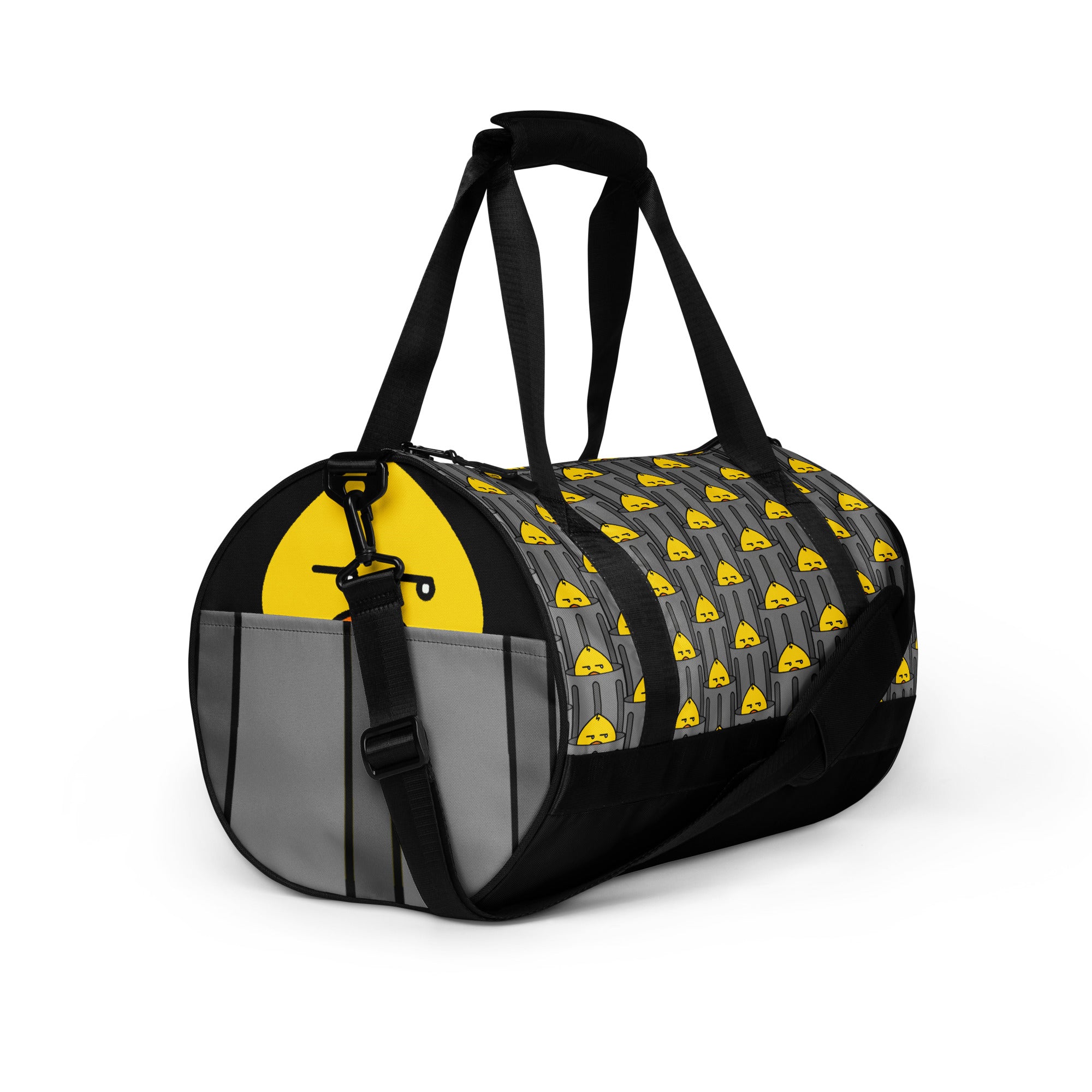 All-over print gym bag - Gray | The Peeking Duck