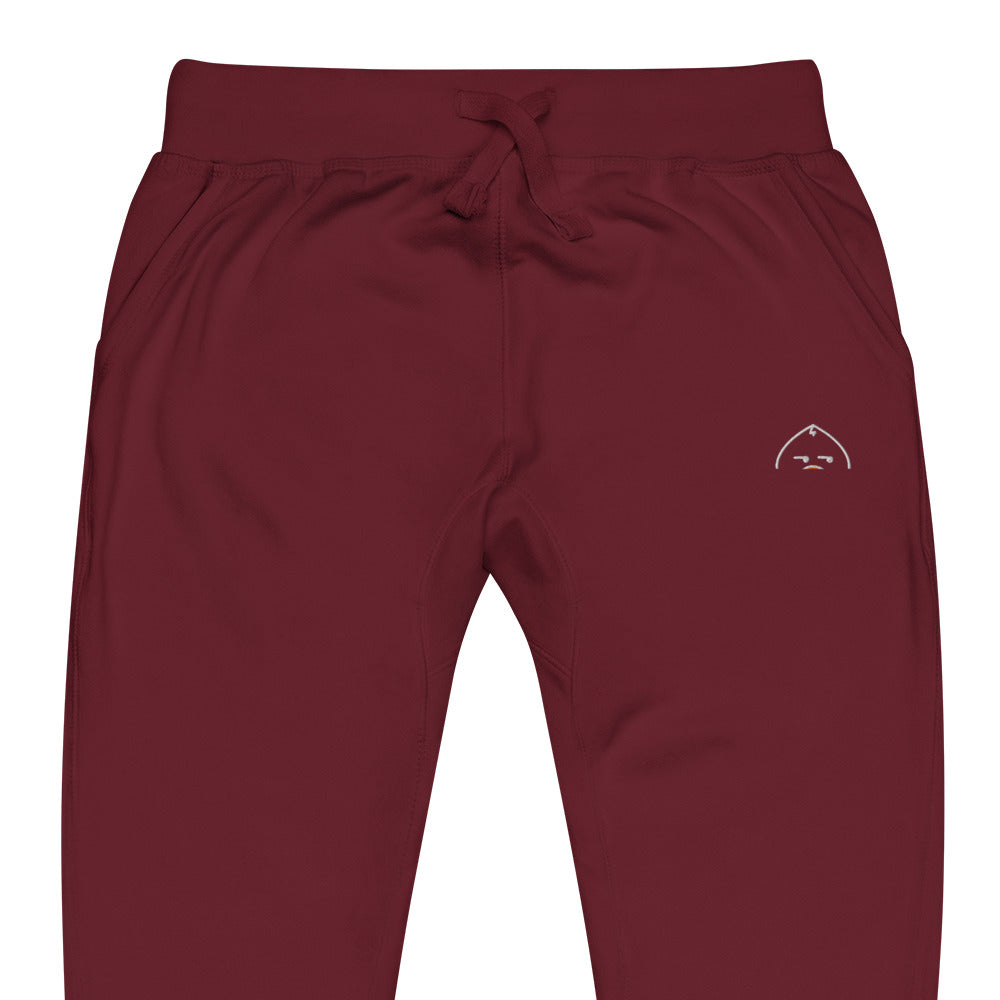 unisex-fleece-sweatpants-maroon-zoomed-in