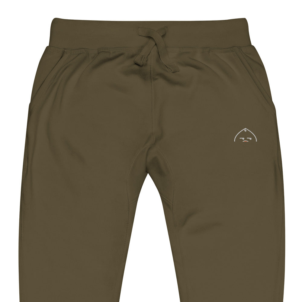 unisex-fleece-sweatpants-military-green-zoomed-in